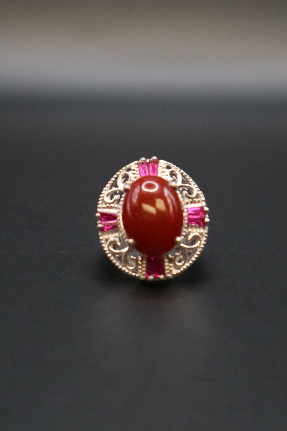 KARIS STS CARNELIAN CABOCHON SYNTHETIC RUBY RING SIZE 6