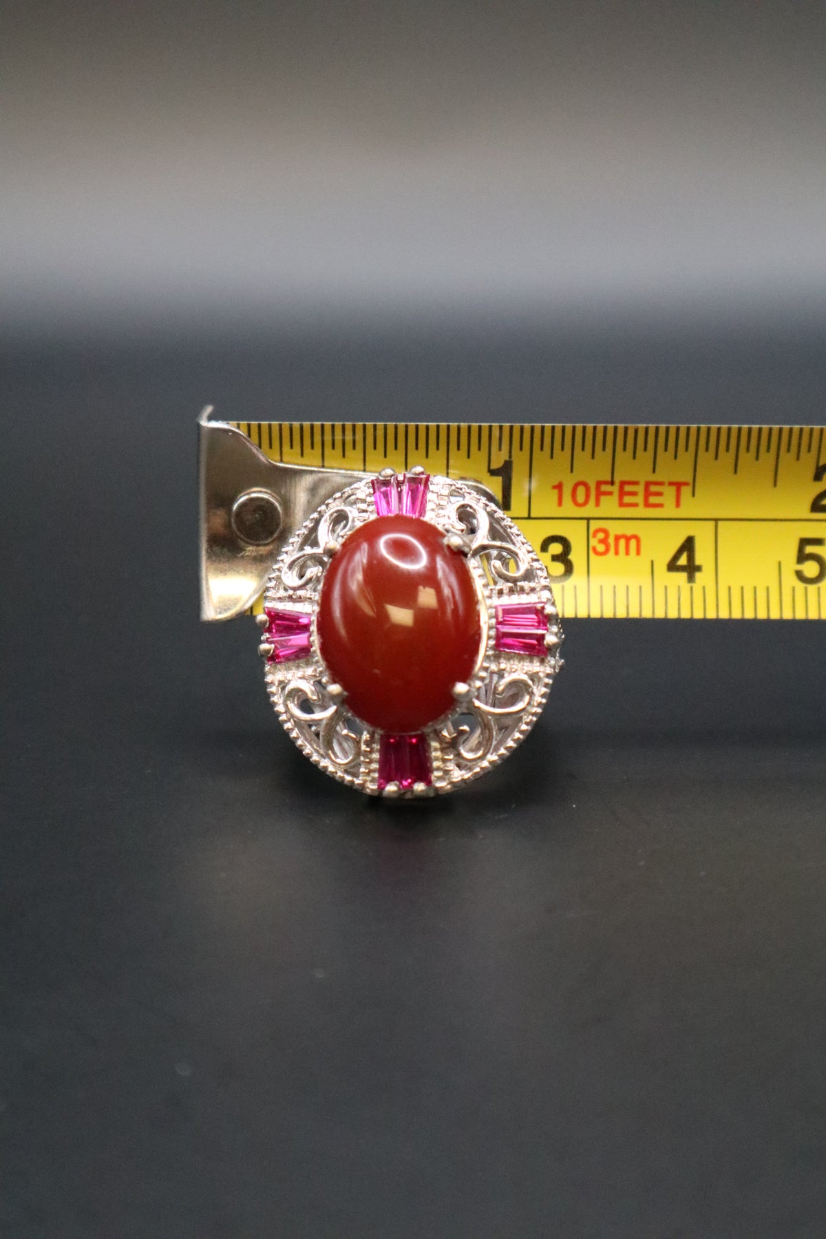 KARIS STS CARNELIAN CABOCHON SYNTHETIC RUBY RING SIZE 6