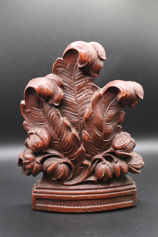VINTAGE SYROCO WOOD FEATHER AND TULIP BOOKENDS PAIR
