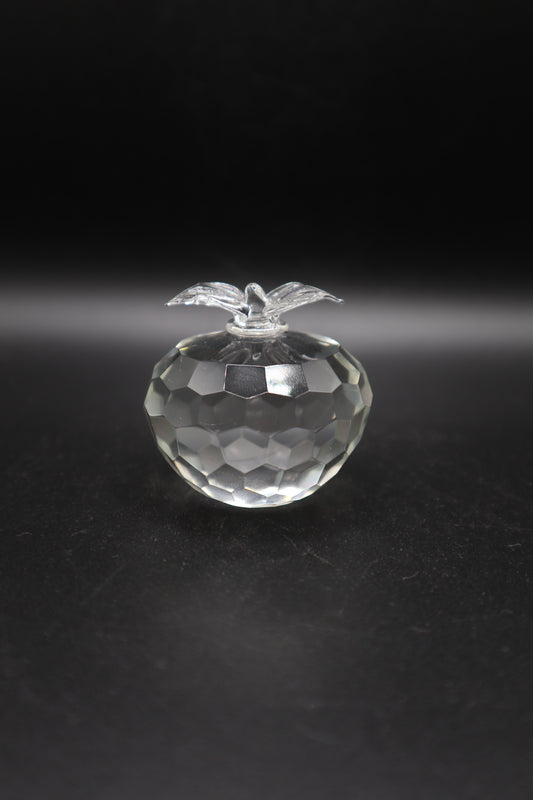 CRYSTAL APPLE ETCHED PAPERWEIGHT