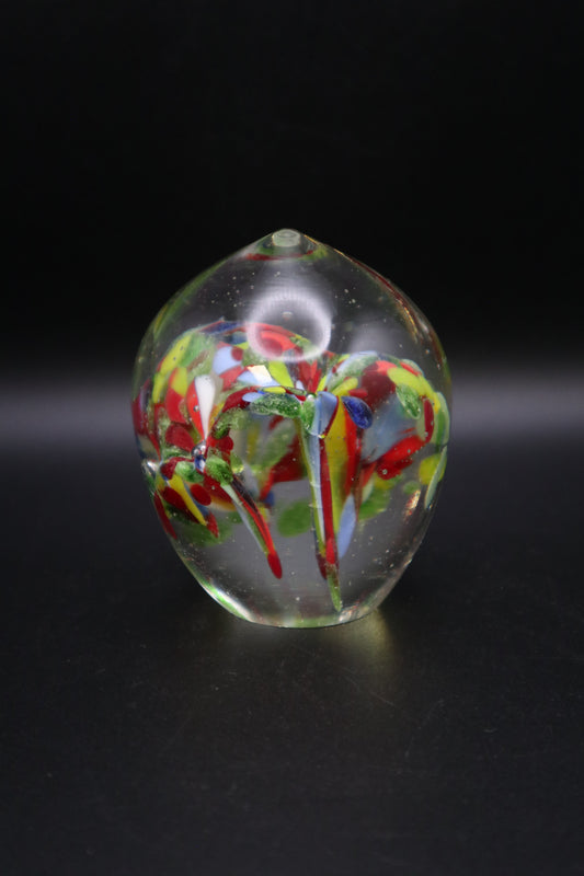 VINTAGE MILLEFIORI COLORFUL ART GLASS PAPERWEIGHT