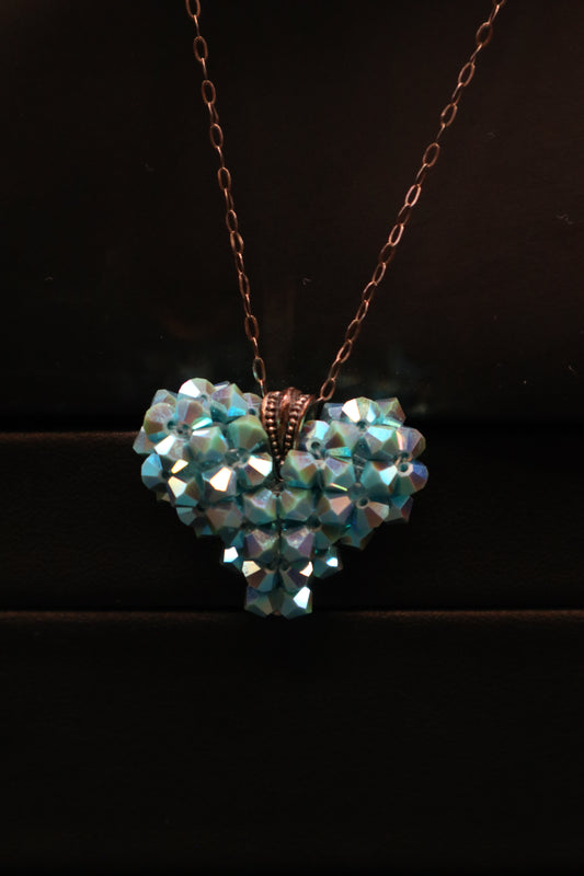 925 SWAROVSKI CRYSTAL TURQUOISE HEART NECKLACE