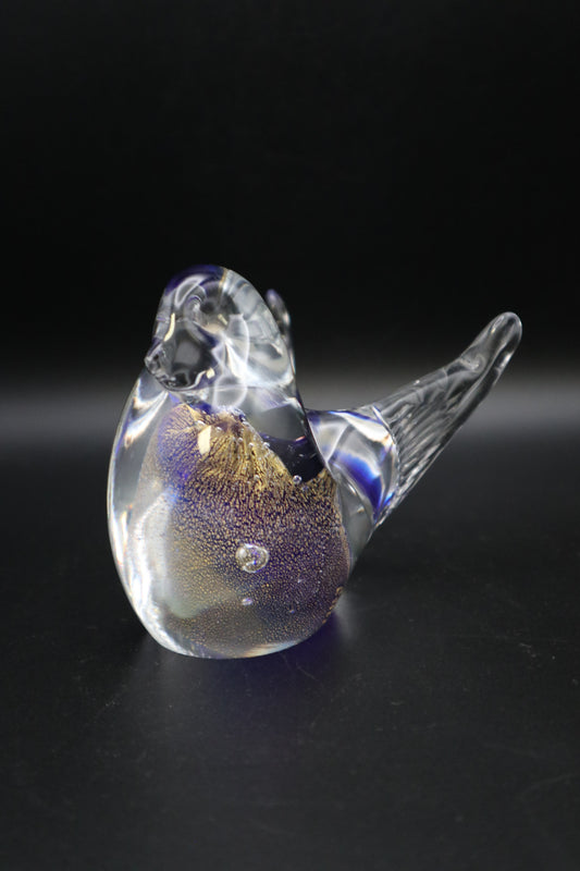 MURANO BLUE/GOLD BIRD PAPERWEIGHT