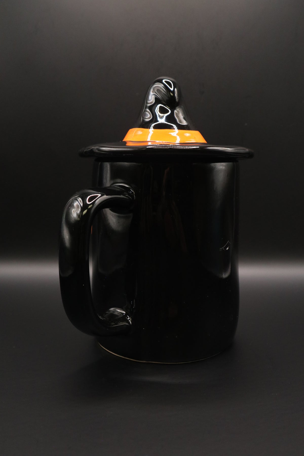 RAE DUNN HALLOWEEN "WICKED WITCH" BLACK MUG WITH WITCH HAT TOPPER