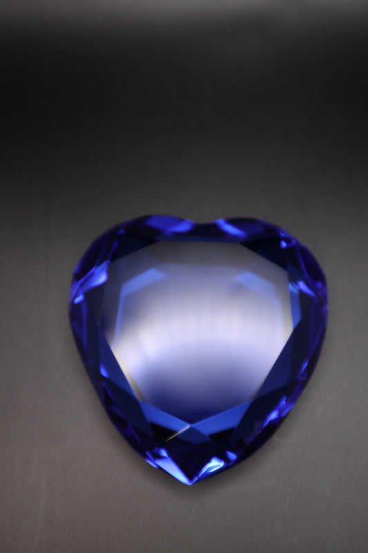 VINTAGE ROSENTHAL LEAD CRYSTAL HEART COBALT BLUE SIGNED