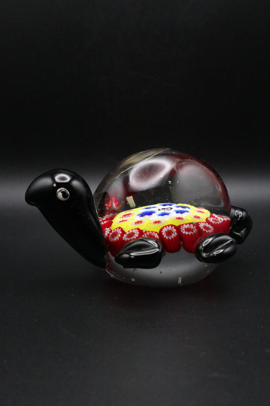 VINTAGE ART GLASS MILLEFIORI TURTLE PAPERWEIGHT