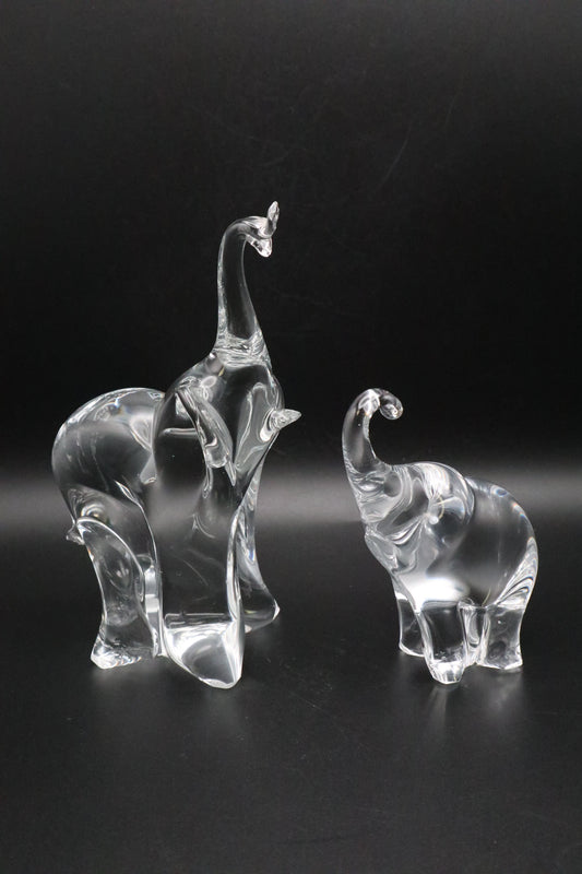 VINTAGE SET OF 2 ART GLASS ELEPHANTS
