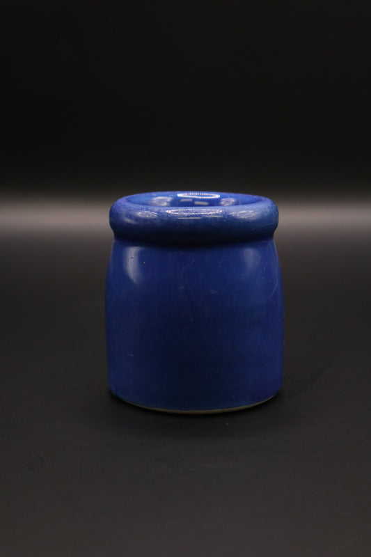 VINTAGE HALL POTTERY COBALT BLUE BEAN POT JAR