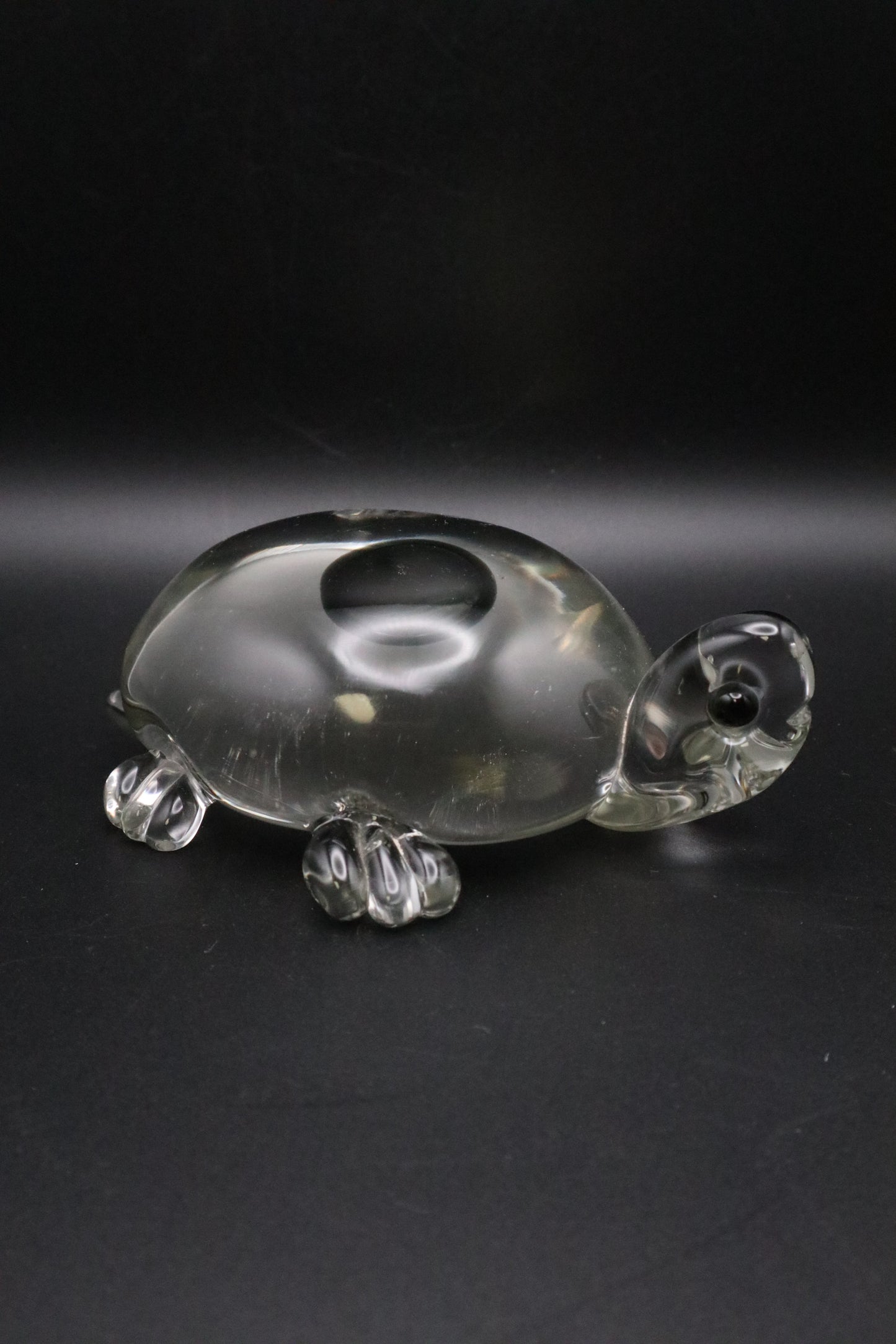 VINTAGE CLEAR GLASS TURTLE PAPERWEIGHT