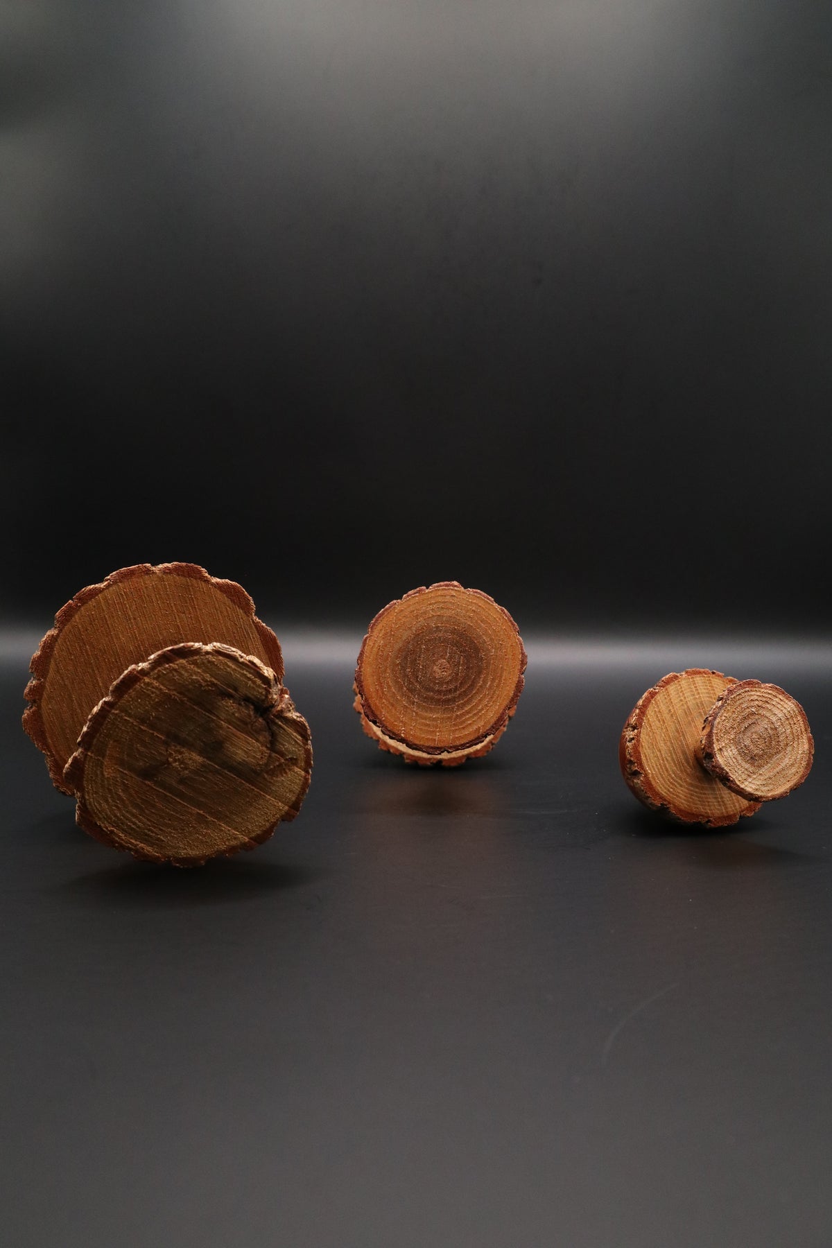 VINTAGE HAND-MADE WOOD CARVED MUSHROOMS (SET OF 3)