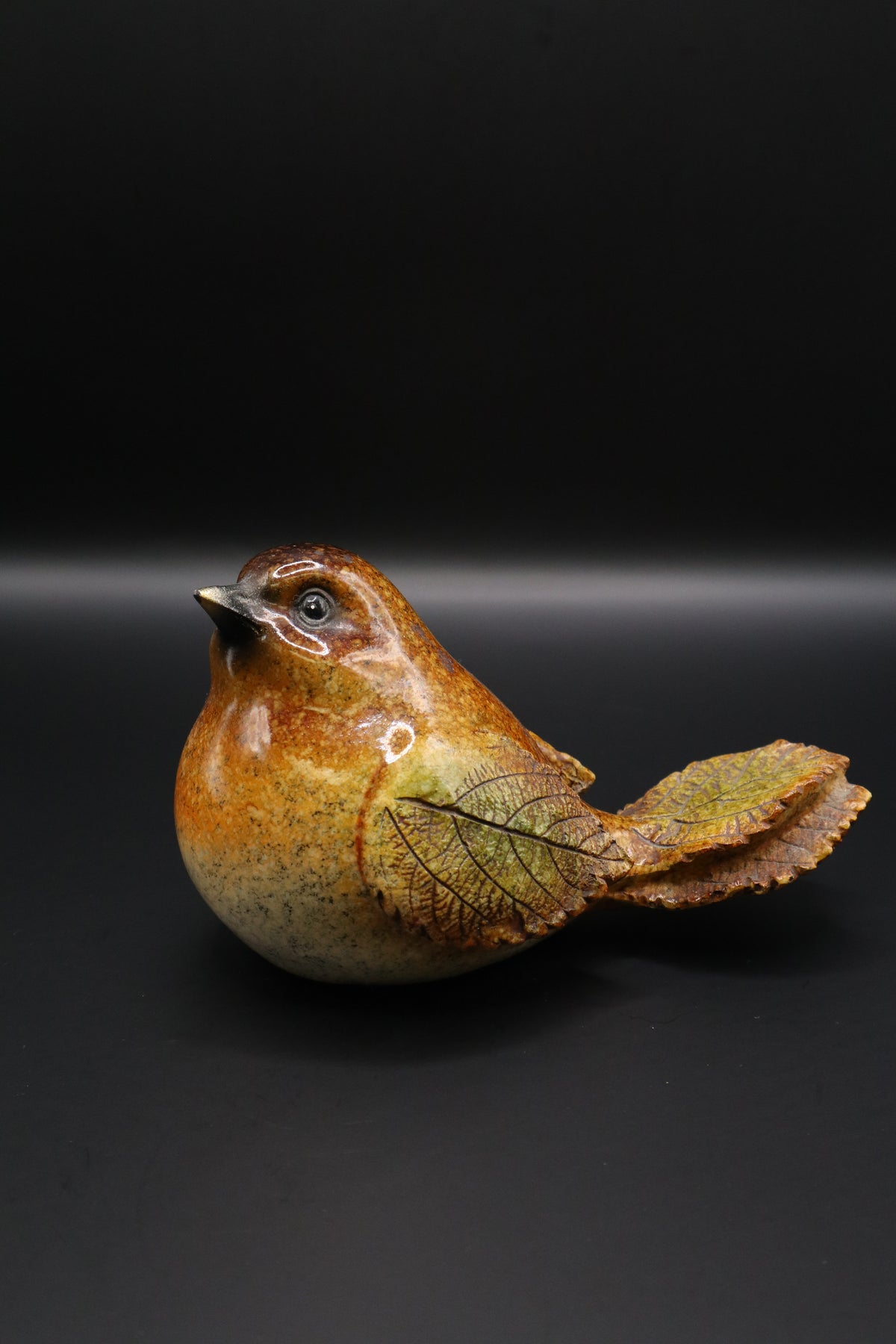 VINTAGE GANZ POLY-STONE AUTUMN LEAF BIRDS (SET OF 2)