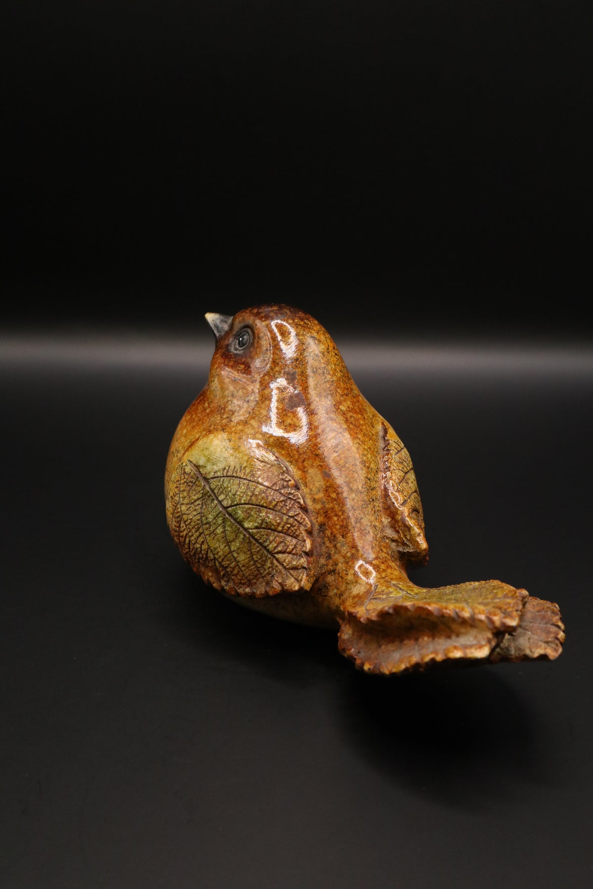 VINTAGE GANZ POLY-STONE AUTUMN LEAF BIRDS (SET OF 2)