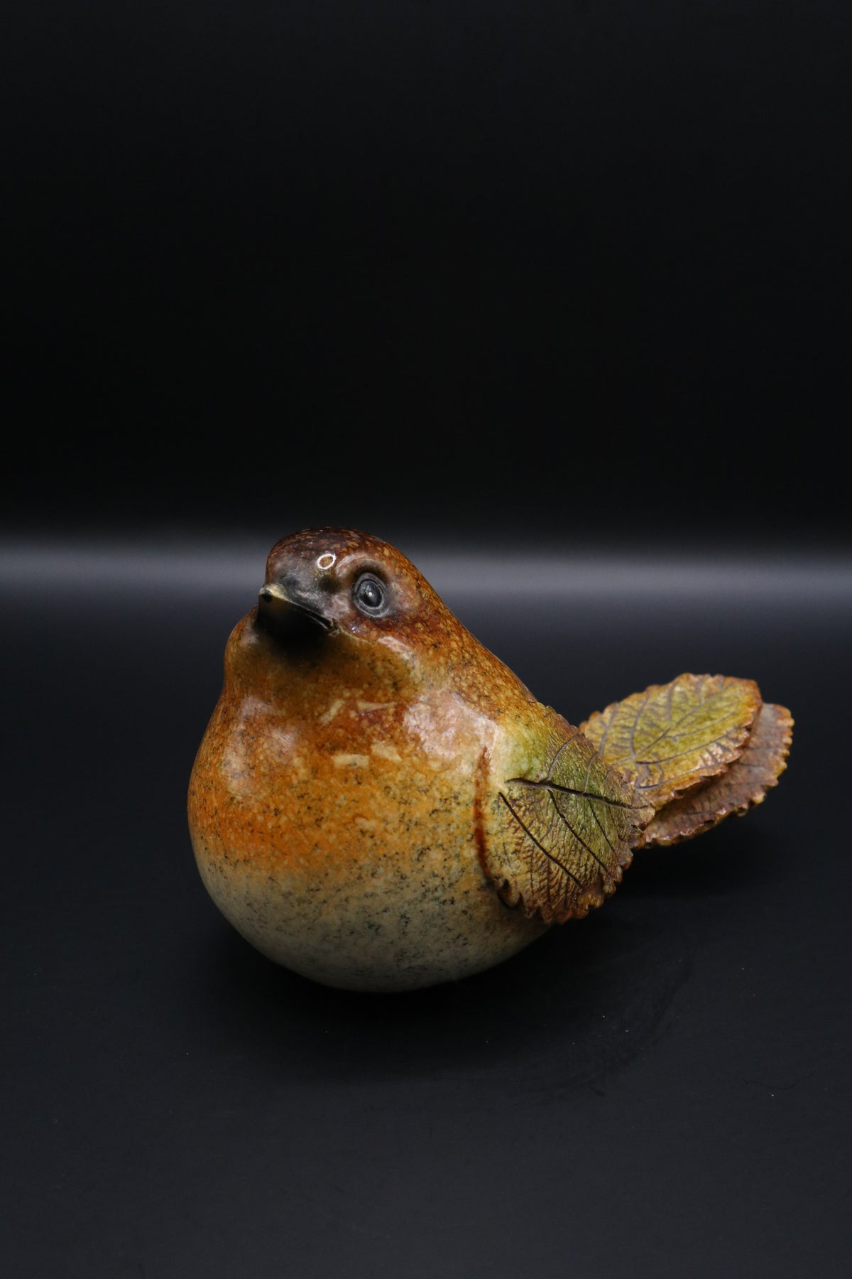 VINTAGE GANZ POLY-STONE AUTUMN LEAF BIRDS (SET OF 2)