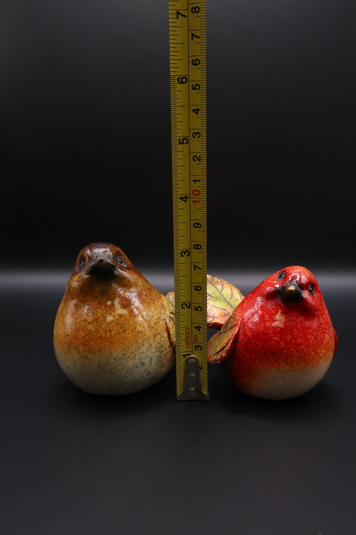 VINTAGE GANZ POLY-STONE AUTUMN LEAF BIRDS (SET OF 2)