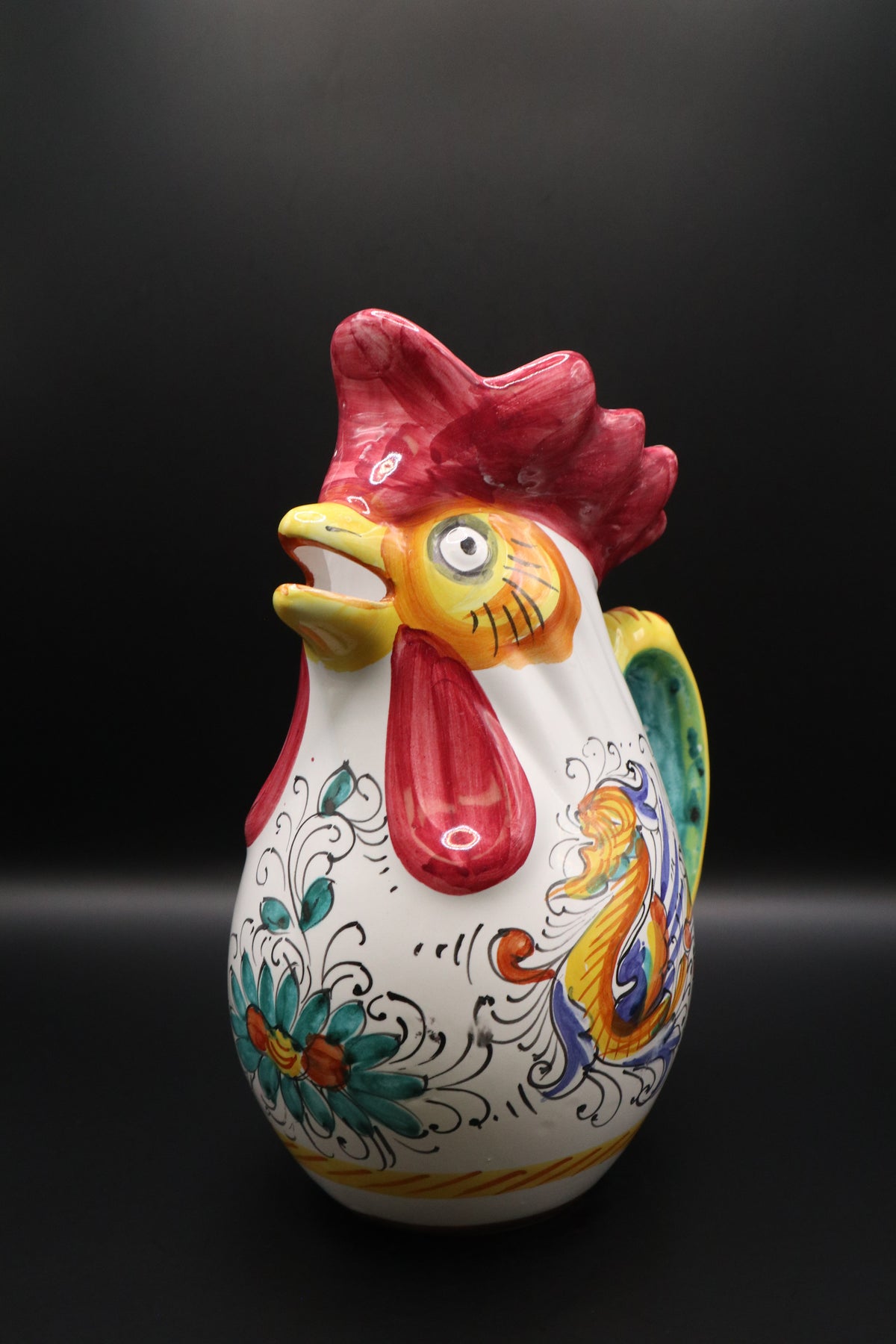 VINTAGE WILLIAMS & SONOMA HAND PAINTED ITALIAN CERAMIC ROOSTER PITCHER