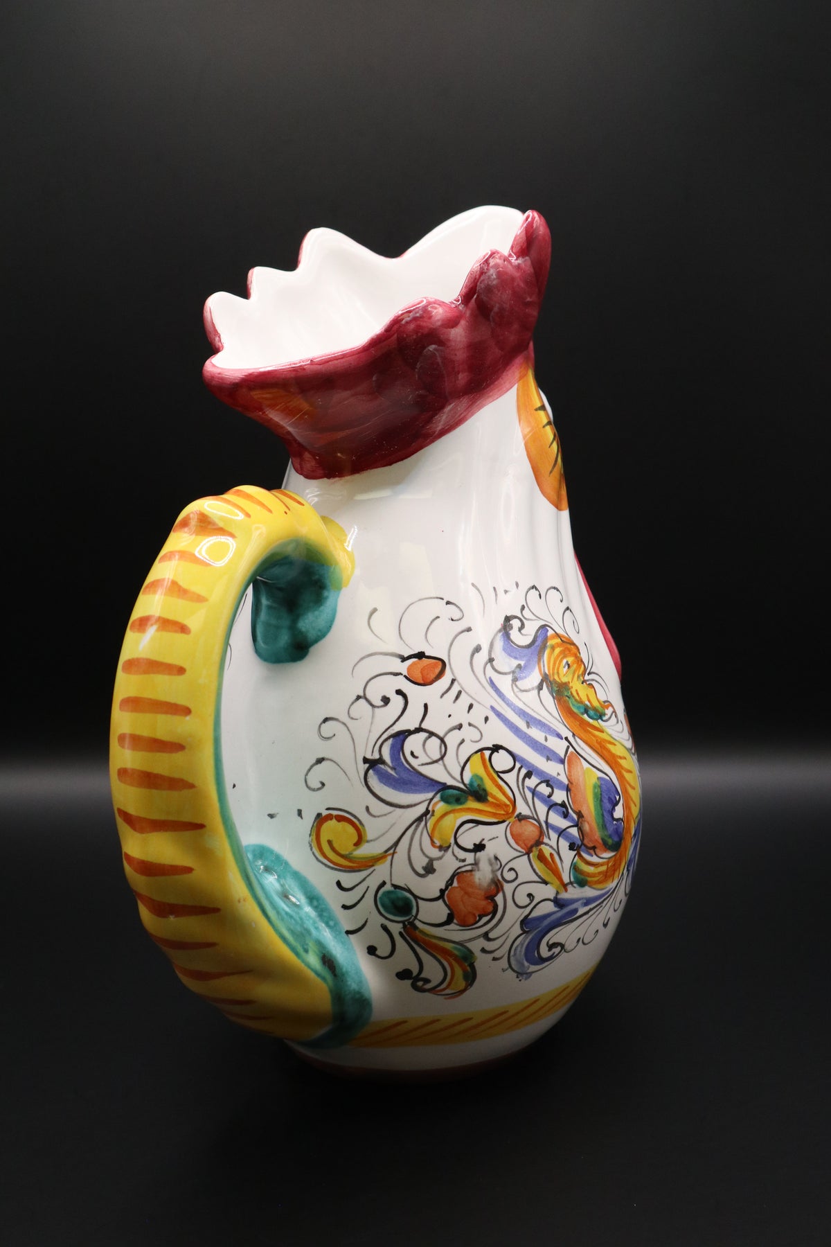 VINTAGE WILLIAMS & SONOMA HAND PAINTED ITALIAN CERAMIC ROOSTER PITCHER