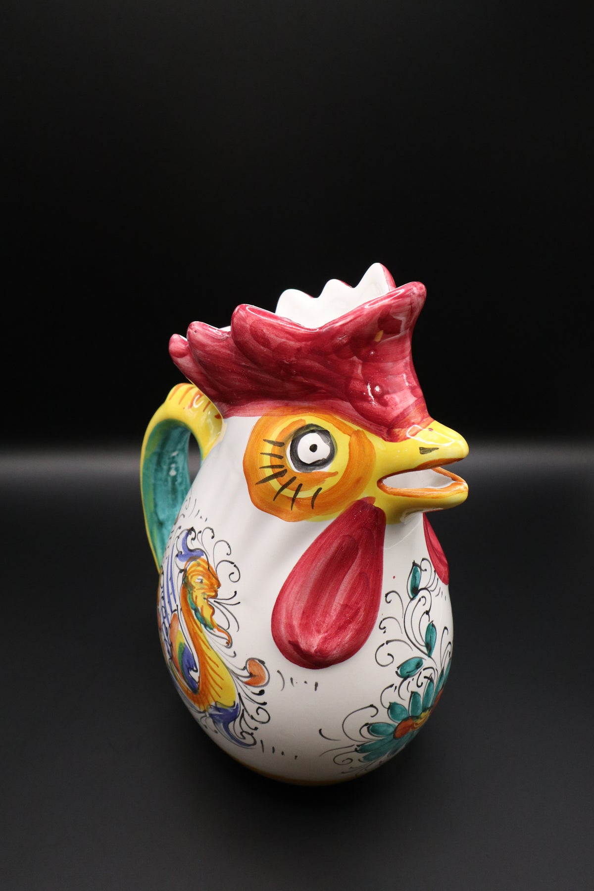 VINTAGE WILLIAMS & SONOMA HAND PAINTED ITALIAN CERAMIC ROOSTER PITCHER